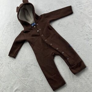 Kickee Pants 6-12 Months Snap Teddy Bear Fleece Brown Long Sleeve Bunting